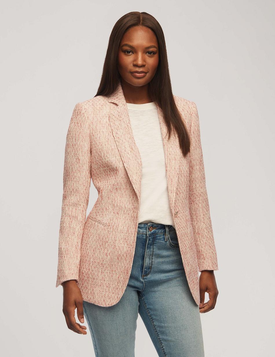 Blazer Anne Klein Tweed One Button With Notch Collar   | CNE-3350474